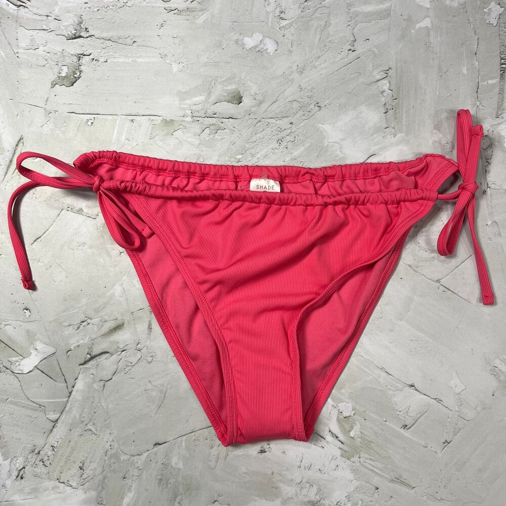 Shade & Shore Bikini Bottom Size L Pink Ribbed Side Tie TARGET NWOT